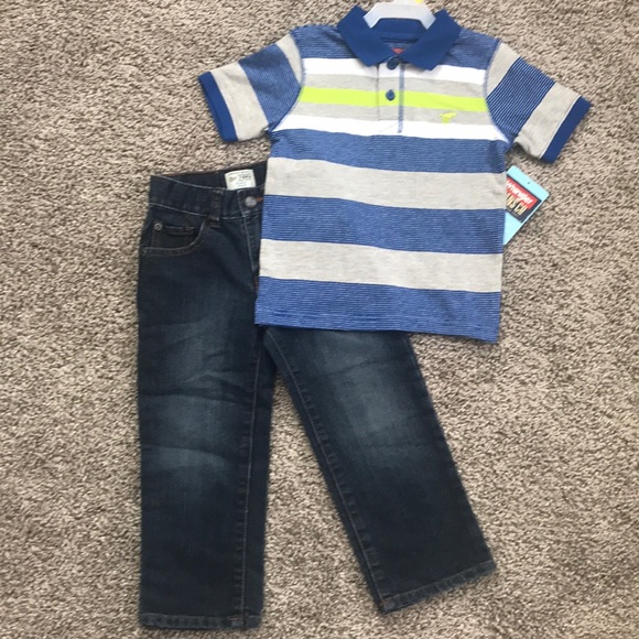 The Children's Place Other - Boy’s 3T Bundle Straight Jeans & Polo Shirt NEW